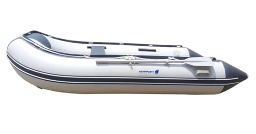 Newport 10ft 6in Newport Model Inflatable Dinghy Boat Transom Sport Tender - 5 Person - 15HP USCG Rated, White/Gray - Image 3