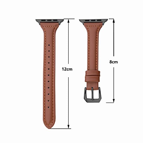 SEURE Leather Band Compatible with Apple Watch Strap 38mm 40mm 41mm 42mm 44mm 45mm,Women Men slim soft Bracelet Wristband for Series 8/7/6/5/4/3/2/1/SE - Image 2