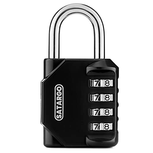 Image of 4 Digit Combination Lock for Locker Room Lock - Cut Resistant Gym Locker Lock with Code - Indoor Outdoor Padlock Small Combo Lock (Black)