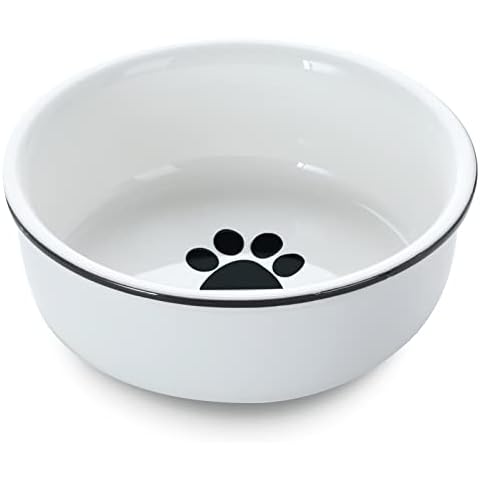 GDCZ Ceramics Raised Small Dog or Cat Bowls for Pet Food 15 Ounces White Cover