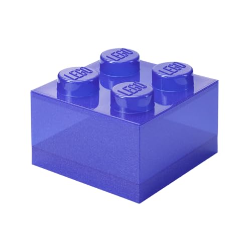 Room Copenhagen LEGO Brique de rangement à 4 boutons Violet pailleté – Boîte de rangement empilable en plastique avec couvercle pour enfants et adultes Organiseur de bureau et boîte à jouets