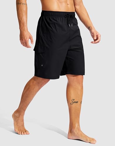 Men's Swim Trunks No Liner 9" Board Shorts Quick Dry Bathing Suit Swimming Beach Shorts for Men with 3 Pockets4