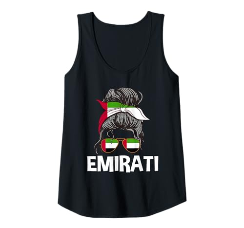 Womens UAE Flag Messy Hair Tank Top