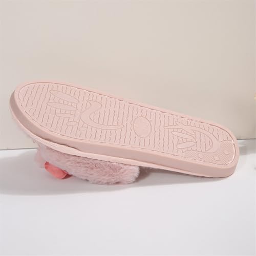 Rungion Womens Flower Open-Toe Plush Slippers Fluffy House Slip On Shose Cozy Breathable Outdoor Sandals Winter Slipper Gifts 7
