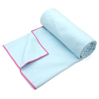 Eunzel 2 Pack Hot Yoga Towel Non-Slip Yoga Mat Towel Ultra-Absorbent Microfiber Towel for Hot Yoga, Pilates，Bikram and Workout 26.5"x 72", Blue/Pink& Purple/Orange