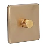 Dimmal Switch, LED Dimmer Light Switch Dimmable Elegant Scratch -resistant Brushed Brass AC 220 V (Monodimental light)