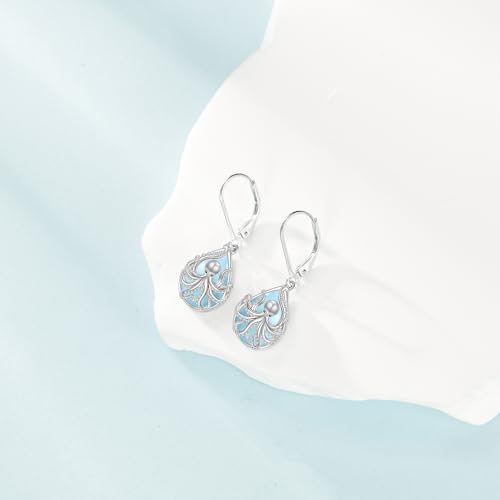URONE Octopus Earrings 925 Sterling Silver Larimar Octopus Dangle Drop Earrings Ocean Jewelry Gifts for Women4