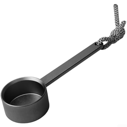 Image of Coffee Measuring Spoon in Aluminum Alloy with 15cm Handle for Reduced Strain During Repeated Use and Hanging Storage Ready (Black)