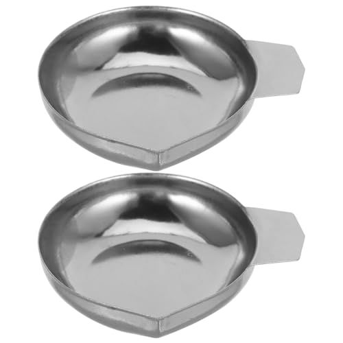 Beavorty 2Pcs Stainless Steel Mini Scale Trays Small Weighing Pans Electronic Scale Accessory for Jewelry Food Powder Measurement 2.95X2.55X0.59In