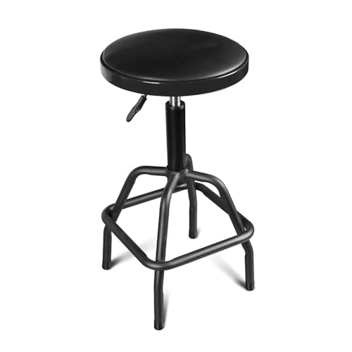 Image of Big RED Pneumatic Shop Stool, Adjustable Height Garage Bar Stool, 300-Pound Capacity Heavy Duty Steel Frame, Perfect for Home, Bar, Garage and Shop, Black