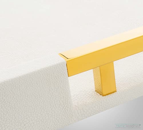 Home Redefined HT010 Modern Elegant 18 Inchx12 Inch Rectangle White Glossy Shagreen Decorative Serving Tray thumb #5