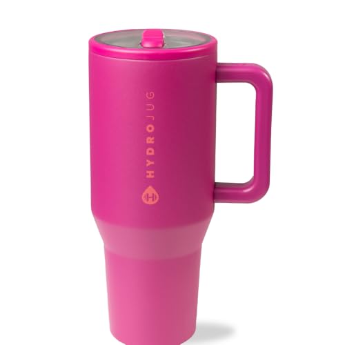 Image of HydroJug Traveler - 32 oz Water Bottle with Handle & Flip Straw - Fits in Cup Holder, Leak Resistant Tumbler-Reusable Insulated Stainless Steel & Rubber Base - Gifts for Women & Men, Harvest Berry