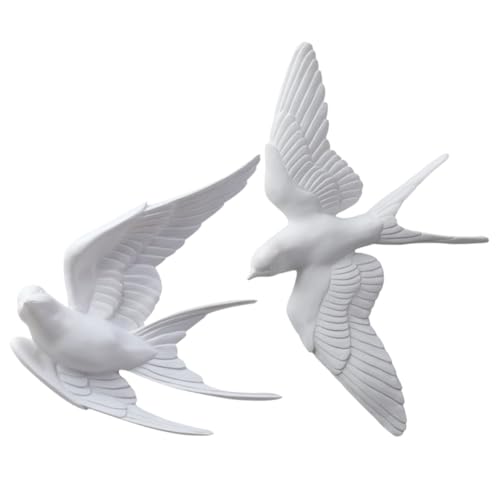 Oiseaux hirondelles 2 pièces 3D en résine blanche VANZACK pour votre décoration murale