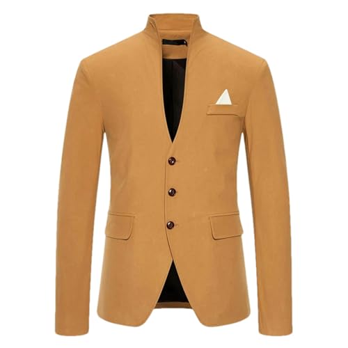 Blazer Men's Gentleman Solid Color Comfortable Business Color Matching with Standing Collar Wedding Casual Slim Suit