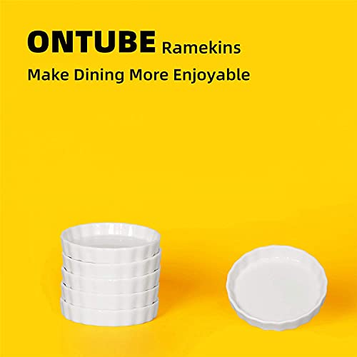 ONTUBE Ramekins -Porcelain Round Ramekins for Creme Brulee Dishes,Dipping Sauces,Baking Pudding Cups, Souffle Dish,Oven Safe,Set of 6 White - Thumbnail 4