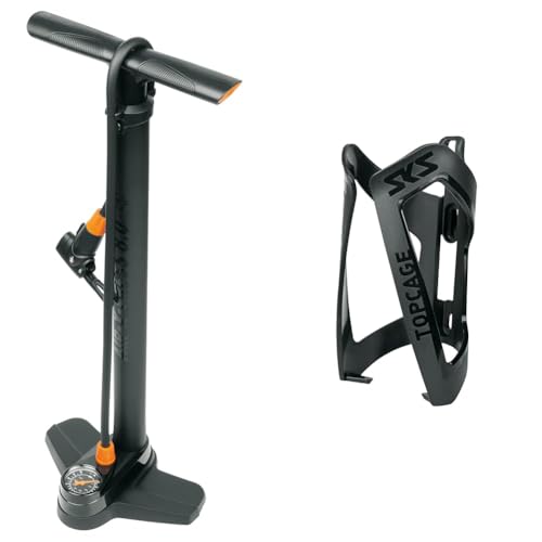 SKS GERMANY AIR-X-Press 8.0 Standpumpe & TOPCAGE Black Flaschenhalter für Fahrräder