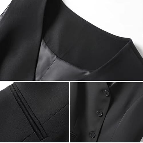 FindThy Women's Waistcoat Vest V Neck Button Down Fashion Dressy Blazer Jacket3