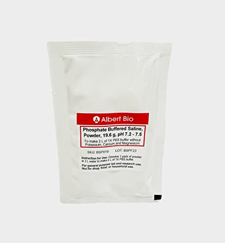 Phosphate Buffered Saline (PBS) Without Potassium, Calcium and Magnesium, 19.6 g per Pack, for Easy Preparation of 2 L of 1X PBS Buffer at pH 7.2-7.5. Ready to be dissolved. (10)