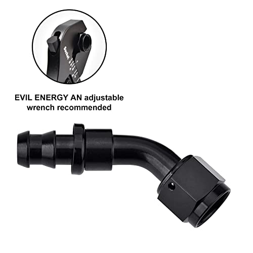 Image of EVIL ENERGY 8AN 45 Degree Push Lock Hose Fitting End Black