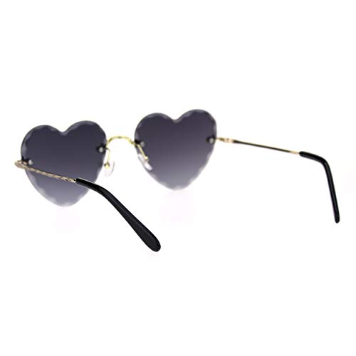Womens Diamond Cut Bevel Edge Rimless Heart Sunglasses4