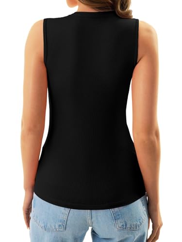 GKBK Womens Ribbed High Neck Tank Tops Racerback Slim Fitted Top Summer Basic Casual Sleeveless Shirts - image 4