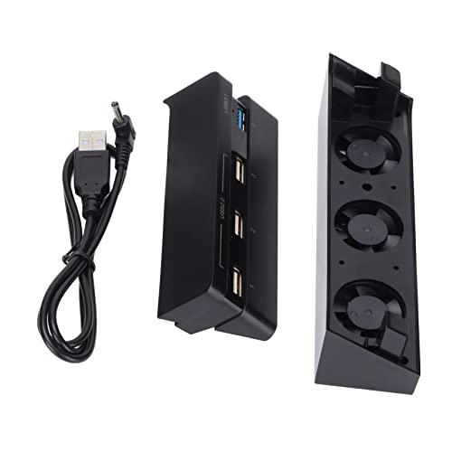 Annadue Ventilátor a USB hub kombinovaný klíč pro PS4 Slim konzole systémy, 4 portů USB 3.0 adaptér rozdělovač, automatický teplotní senzor řízený chladič, pro Playstation 4 Slim