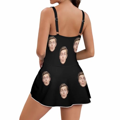Personalized Face Swimsuit Women's One Piece Skirted Swimsuit Custom Picture Swimwear Bathing Suits with Face Photo4