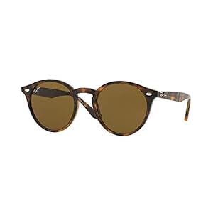 Ray-Ban RB2180 Round Sunglasses, Light Havana/Dark Brown, 49 mm