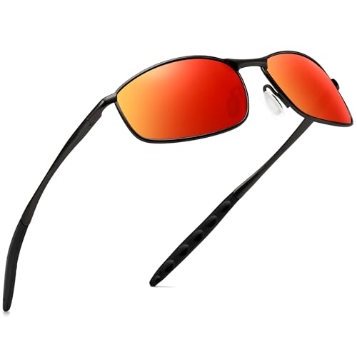 Image of SUNGAIT Mens Narrow Polarized Sunglasses Metal Frame Small Rectangle Retro Durable UV400 Protection