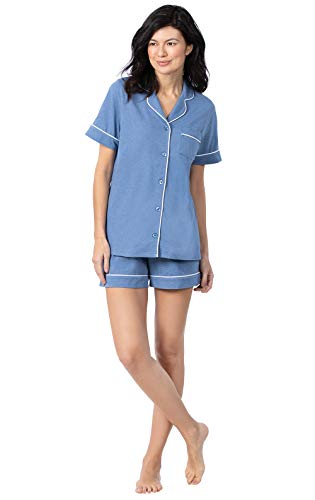 PajamaGram Cotton Womens Pajama Sets - Womens Pajama, Blue, Large (14-16)