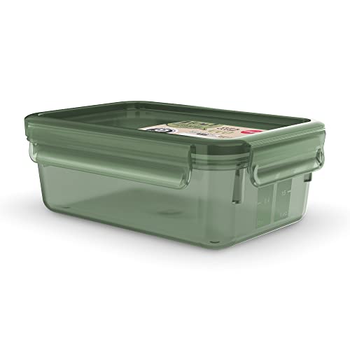 EMSA N11703 Boite de conservation alimentaire rectangulaire 1 L, 100% hermétique, Eco-responsable, PP biosourcé, Compatible congélateur et micro-ondes, Clip&Close Eco, Vert N1170300