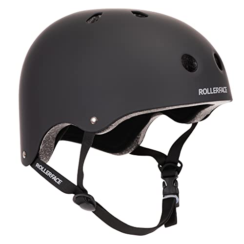 Rollerface Patinete multideportivo, monopatín, patinaje en línea, con doble certificado de seguridad internacional, interior extra acolchado, para jóvenes y adultos. (Negro, S)