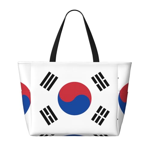 Flag of Republic of Korea Print 28L Beach Tote Bag, Water-resistant Travel Tote, Lightweight Gym & Camping Carryall2