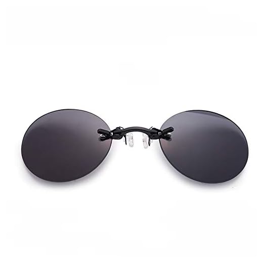 YAMEE Gafas de sol retro redondas con clip para la nariz, gafas de sol Matrix Morpheus Movie sin montura con abrazadera, 4 colores, Negro, Talla única
