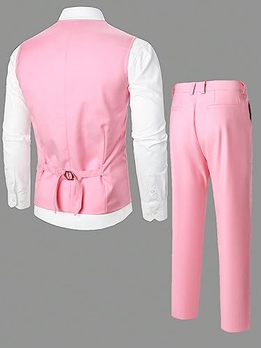 trajes para hombre elegantes 1pc Button Front Waistcoat & 1pc Suit Pants Set2