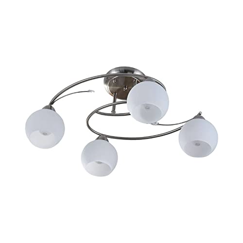 Lindby Deckenlampe Glas Metall nickel matt, Deckenstrahler 4x E14 max. 40W...