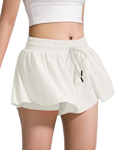 Image of BOOPH Girls Flowy Shorts Kids Athletic Butterfly Shorts with Pockets 2-in-1