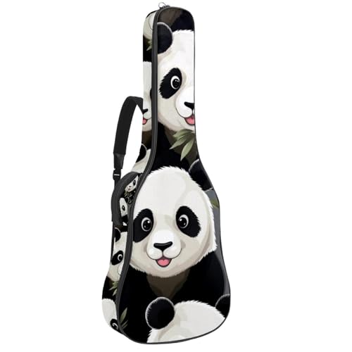 Sac de guitare acoustique imperméable 41 pouces housse rembourrée imprimé panda multicolore