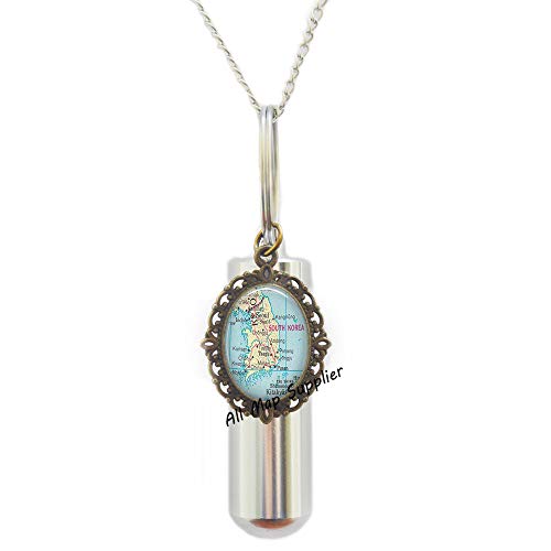 AllMapsupplier Fashion Cremation Urn Necklace,South Korea map Urn,South Korea map Cremation Urn Necklace,South Korea Urn,South Korea Cremation Urn Necklace map Jewelryï¼ŒA0183
