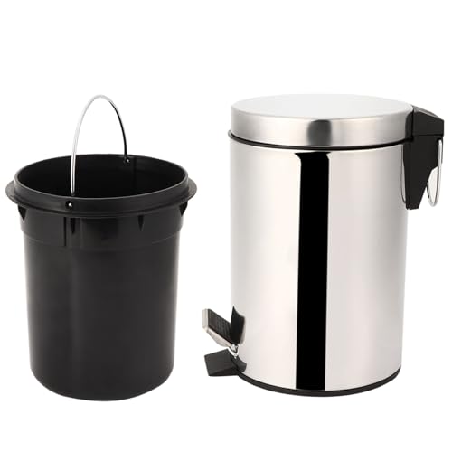 lvifloae Portable Foot Pedal Stainless Steel Trash can with lid, 3L Suitable for Kitchen Bathroom