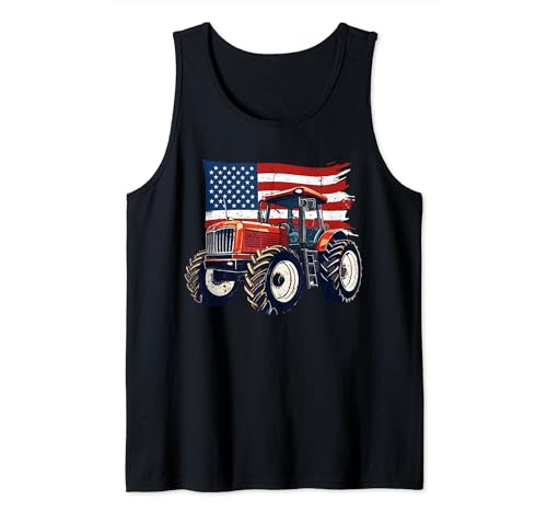 Bauernhoftraktoren USA Flagge Patriotische Landwirtschaft 4. Juli Farmer Tank Top