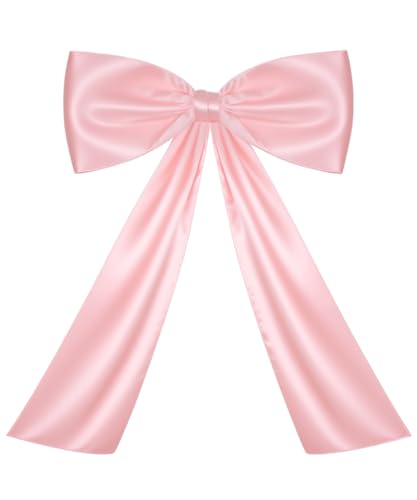 Voeveca Large Bow Big Coquette Bow for Backdrop Birthday Party Room Wall Decor Giant Ribbon Tie Hanging Gift Coquette Wall Decor (1 Pink)