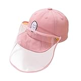 [CTIRCHIU] キッズ用ピンク綿ピーク付き防飛沫保護帽子 透明 付き 耐久性 ヶ月対応 屋外日よけ 用 ヘッドウェア