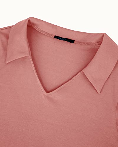 Vafoly Tunic Tops To Wear With Leggings, 3/4 Sleeve Blouses Womens Fall Tops Collared V Neck Work Tunic Shirts For Ladies Office Professional Stylish Flowy Tops For Women Fashion 2022 Carmine M #TOP3