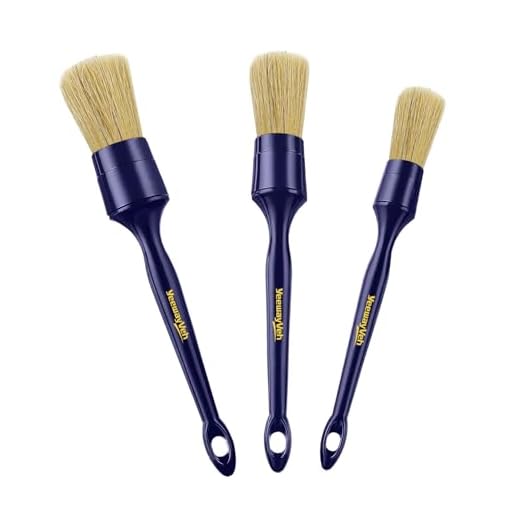 YeewayVeh Car Detailing Brush Set, 3 Pack Ultra Soft Boars Hair Detailing Brushes for Leather Seat Air Vents Engine Bay, Auto Detail Brushes Car Detailing for Interior Exterior, Indigo