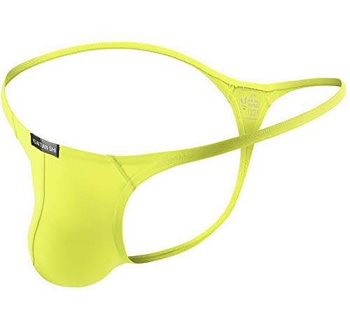 Faringoto Tanga para hombre y tanga, cintura baja, color liso, tallas S XXL, amarillo, S