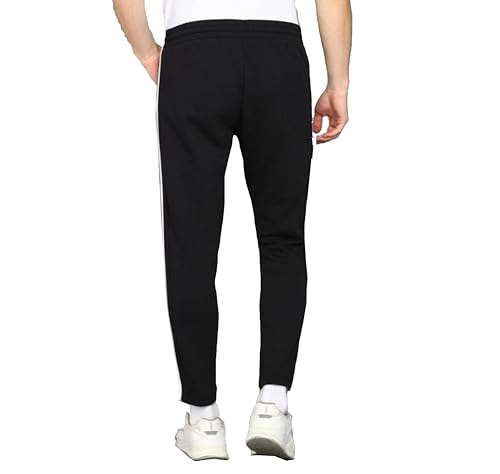 Image of Men's Black Track Pants with Side Stripes for Gym, 100 cm, Relaxed Fit