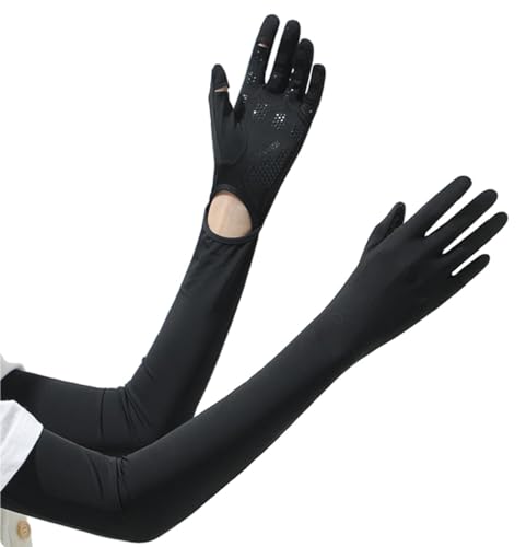 Khazna UV Long Sun Gloves,1 Pairs Women's Sunblock Protection Driving Gloves Non Slip Full Finger Arm Sun Protective Touchscreen UPF 50+ for Outdoor Sports Cycling