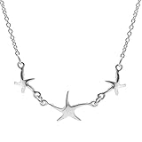 Gewicht 2,50 Gramm. Silverly Frauen .925 Sterling Silber 3 Sternfische Amulette hängende Kettenhalskette, 40 + 5 cm Extender