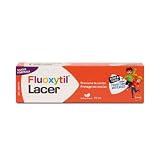 Lacer Fluoxytil Gel Dental Infantil, Flúor y Calcio, Previene Caries, Protege Encías, Sabor Fresa, 75 ml